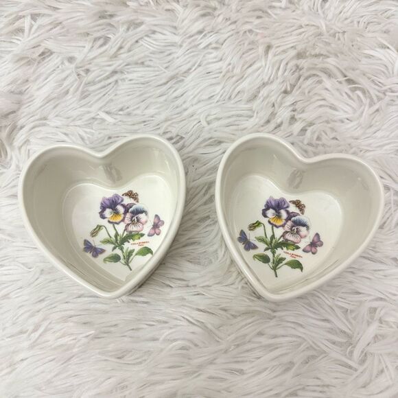 Portmeirion Botanic Garden‎ Heart Shaped Ramekins “Pansy” Set of 2 - RARE , New - Picture 1 of 9